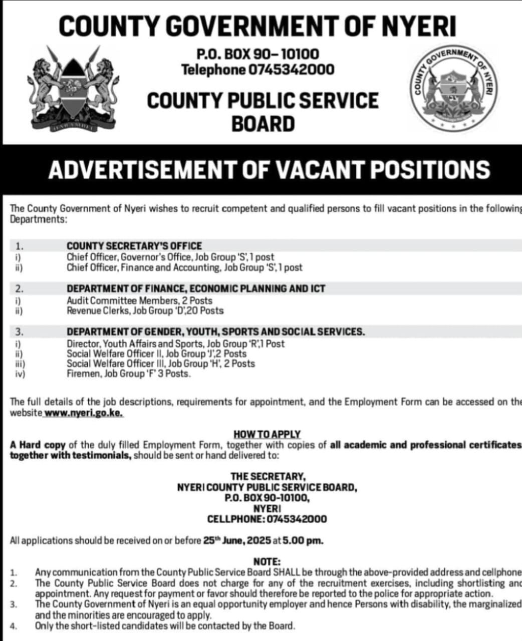 Vacancies June 2025