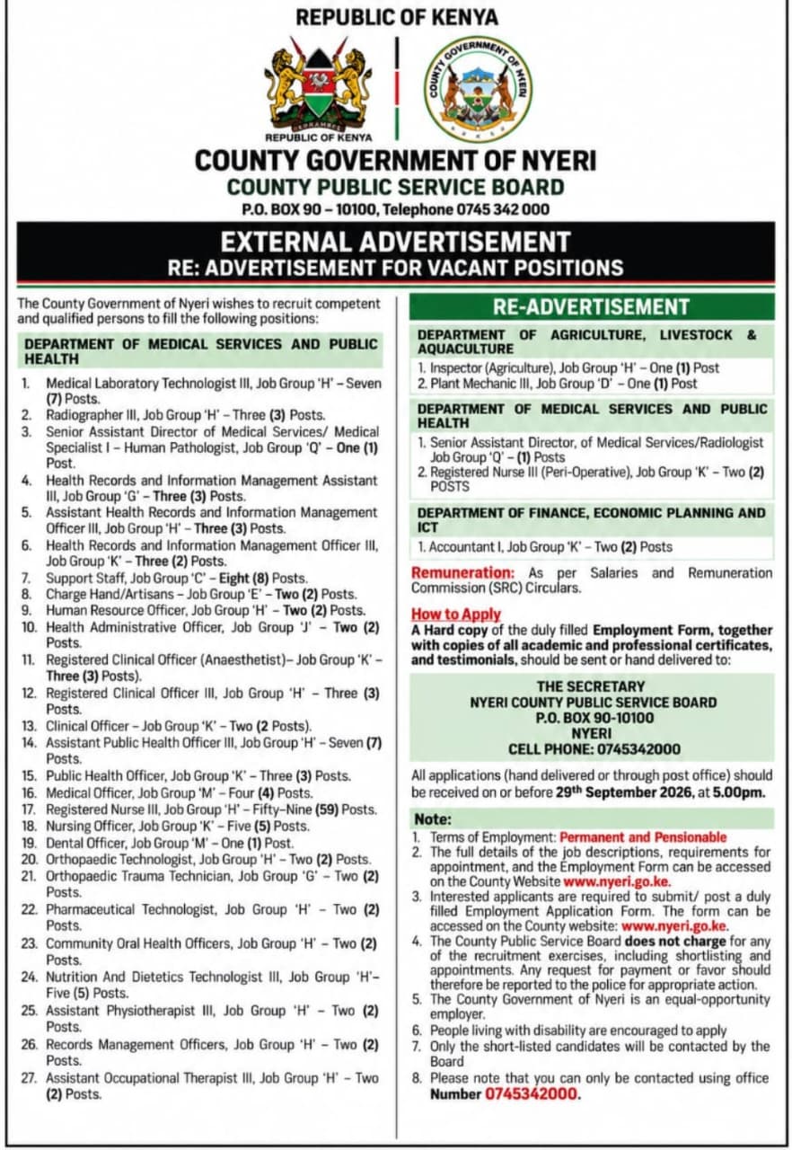 Vacancies – External Advertisement